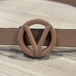 Valentino by Mario Valentino Taupe V Logo Belt